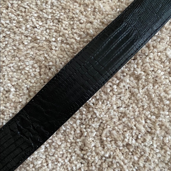 Genuine Lizard Belt With Orthoceras Fossil Buckle - Picture 3 of 6